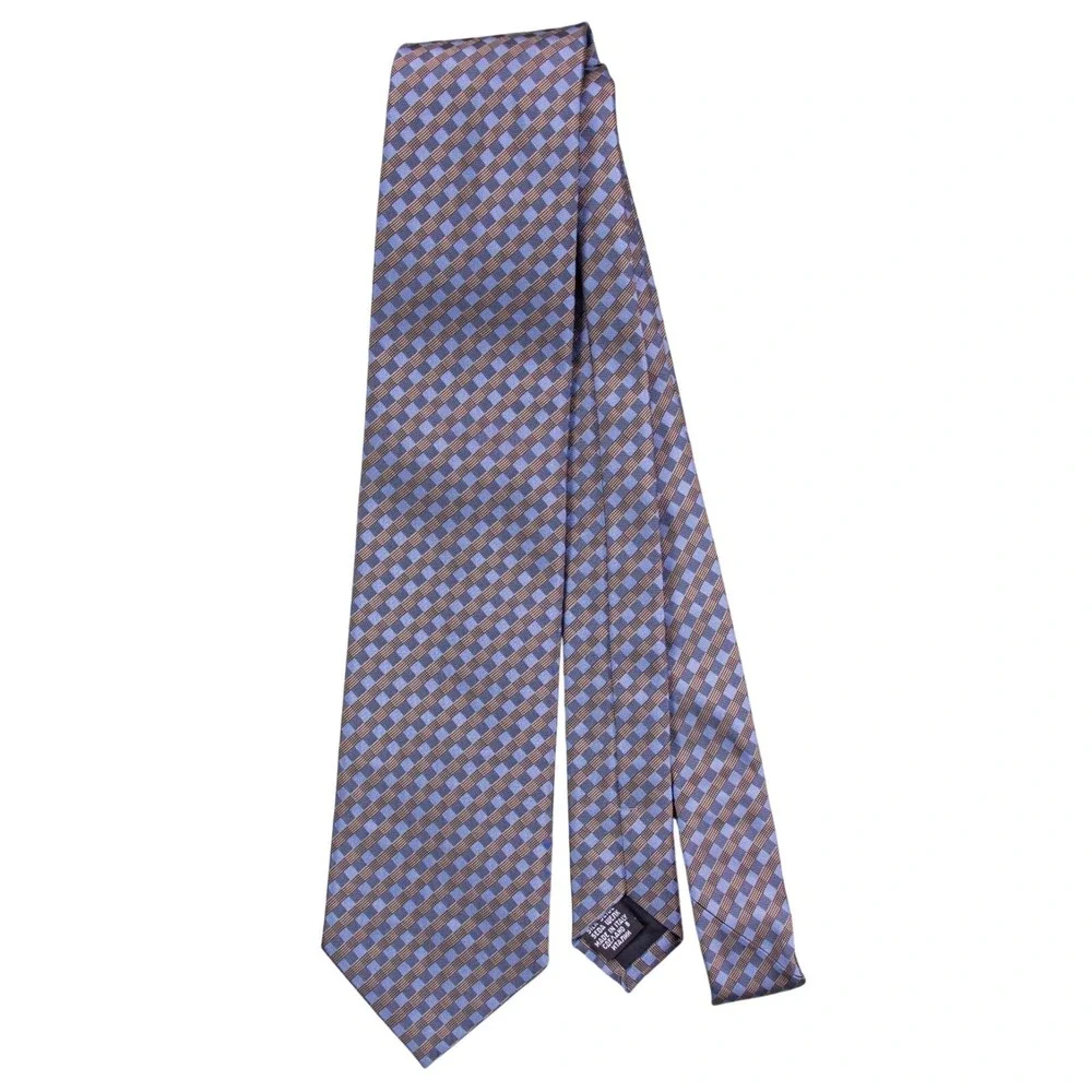 Hugo Boss Mens‎ Blue Geometric Neck Tie 100% Silk Made in Italy